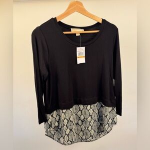 MICHAEL Michael Kors Black Snakeskin Hem Top – Size S (NWT)